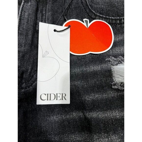 Cider Jeans Women's Size Medium 29x29 Black High Rise Baggy Wide Distressed NWT - Picture 7 of 12